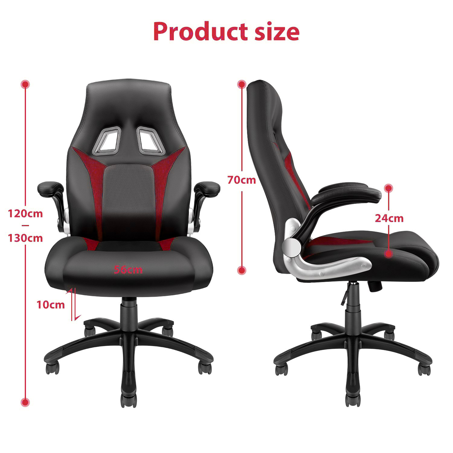 Furgle PU Leather Executive Office Desk BlackRed